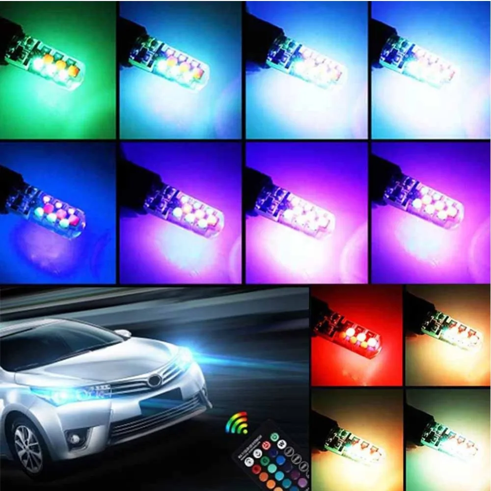 2 шт. автомобильные светодиодсветодиодный лампы T10 RGB с пультом ДУ | Автомобили и