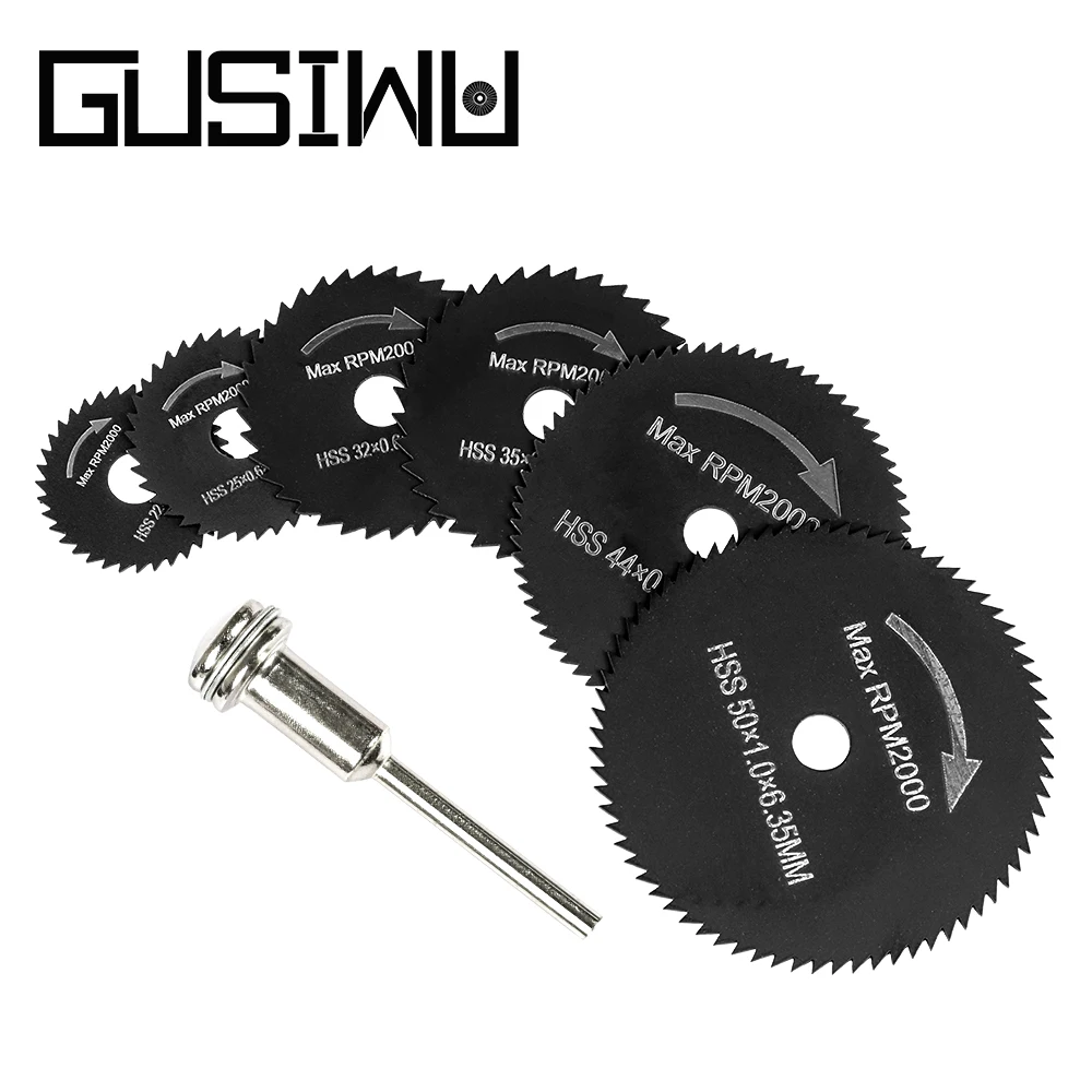 

GUSIWU 6 pcs High Speed Steel Circular Saw Blade Set Rotary Tool For Dremel Metal Cutting wheel Power Tool Set Wood Cutting Disc