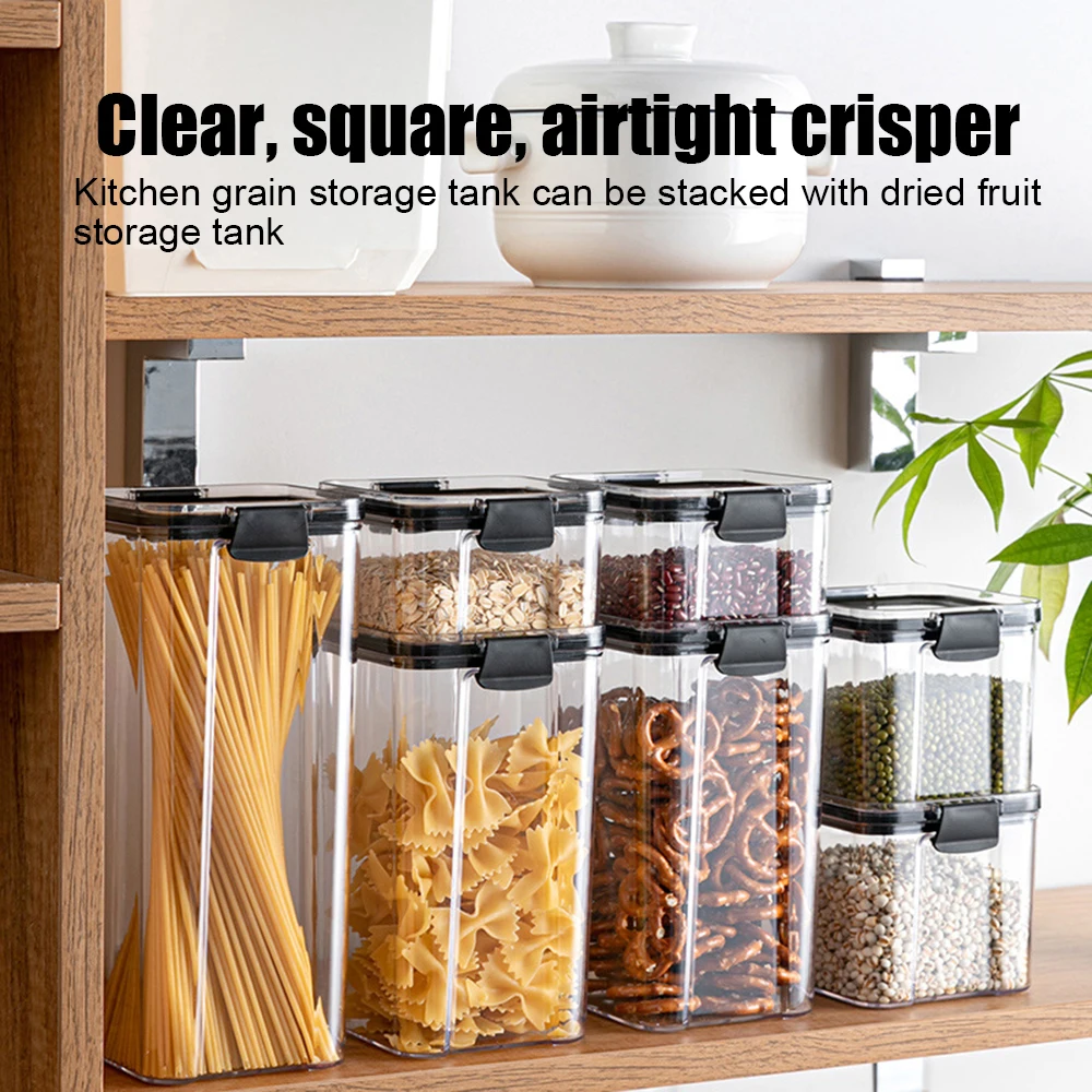 

Food Storage Container Transparent Sealed Cans Refrigerator Multigrain Tank Candy Box Kitchen Supplies 460/700/1300/1800ml
