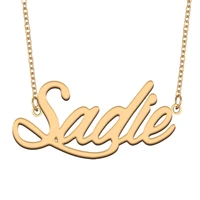 sadie name necklace for women stainless steel jewelry gold plated nameplate pendant femme mother girlfriend gift