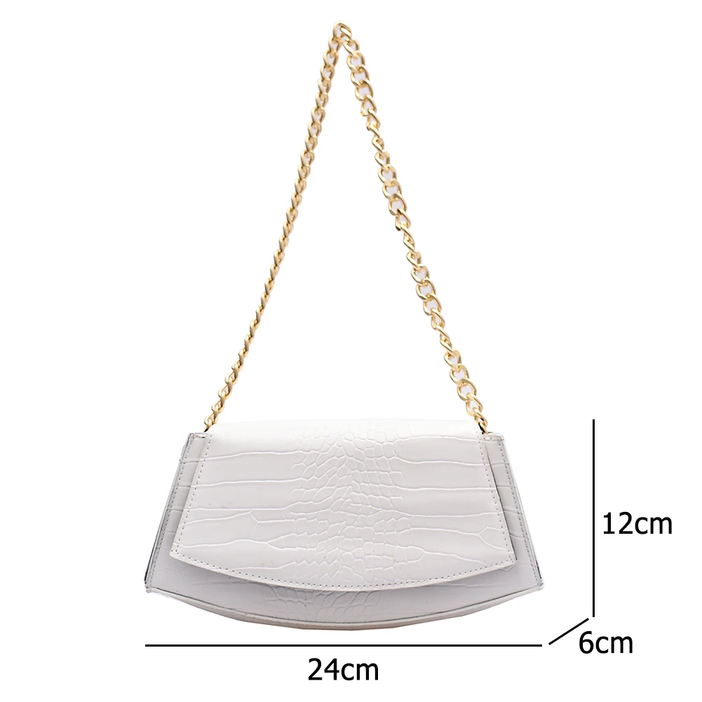 

Vintage Alligator Pattern PU Leather Women Shoulder Bag Fashion Solid Color Chain Irregular Female Shoulder Handbags