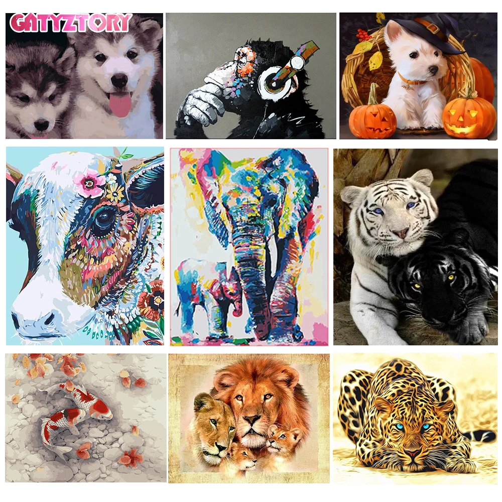 

GATYZTORY Frameless Cat Lions Animals DIY Painting By Numbers Kits Coloring By Numbers Unique Gift Home Wall Art Decor Artwork