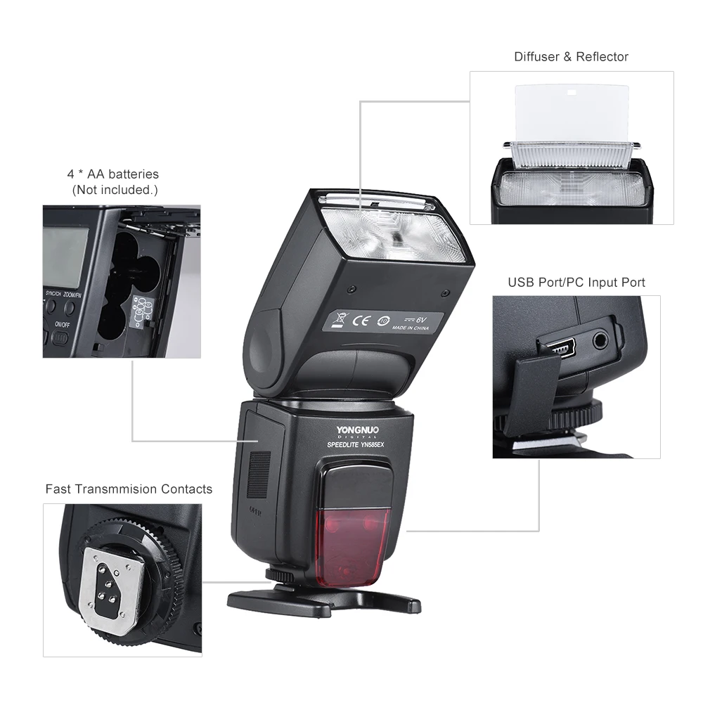 Светодиодная лампа для видеосъемки YONGNUO YN585EX P-TTL Беспроводной софтбокса Speedlite Flash