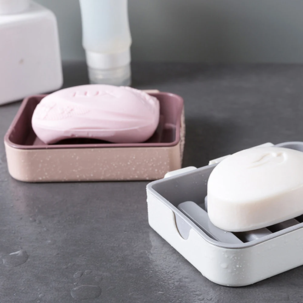 Двухслойный держатель для мыла без дырочек ванной комнаты клейкая установка