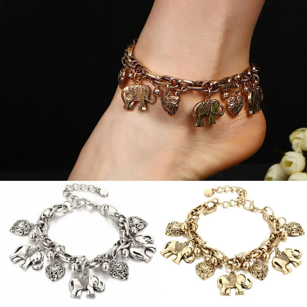 

70% Hot Sell Anklet Simple Adjustable Alloy Women Elephant Pendant Anklet for Beach