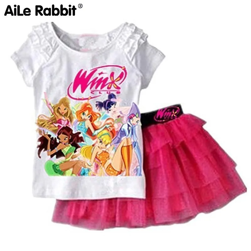 Aile Rabbit/комплект модной одежды для девочек топы с короткими рукавами комплект из 2