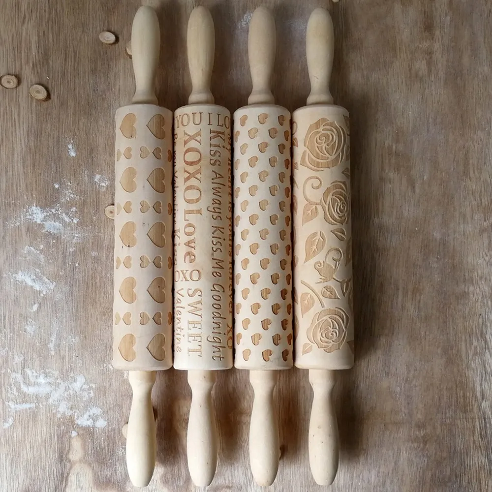 35x4 5 см деревянная ручная Скалка Love Heart Rolling Pin резьба рельефная палочки для