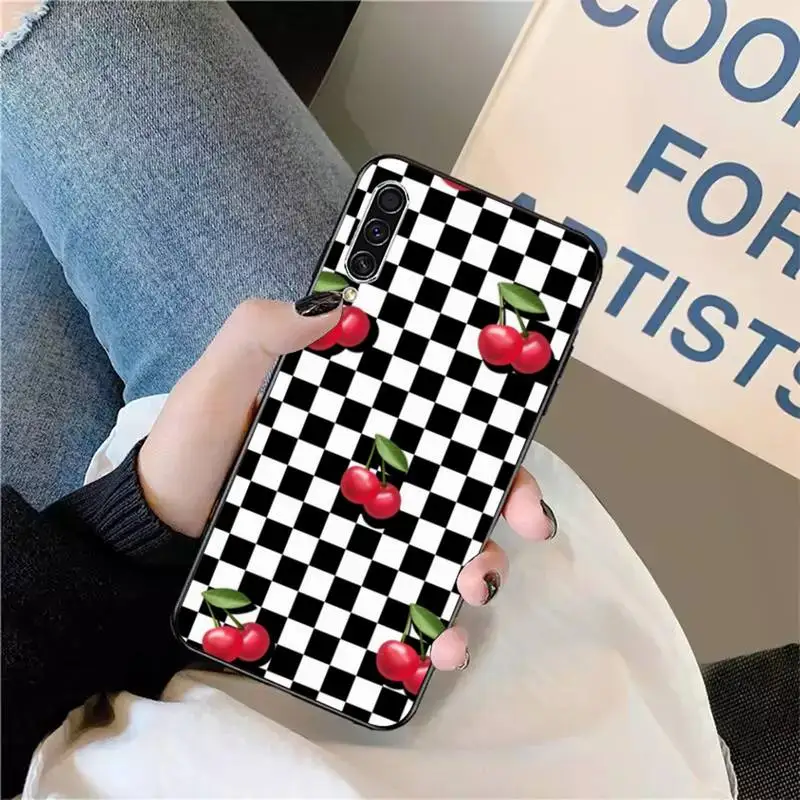 

Black white checkered flame Phone Case For Samsung A40 A31 A50 A51 A71 A20S S8 S9 Plus note 20 ultra