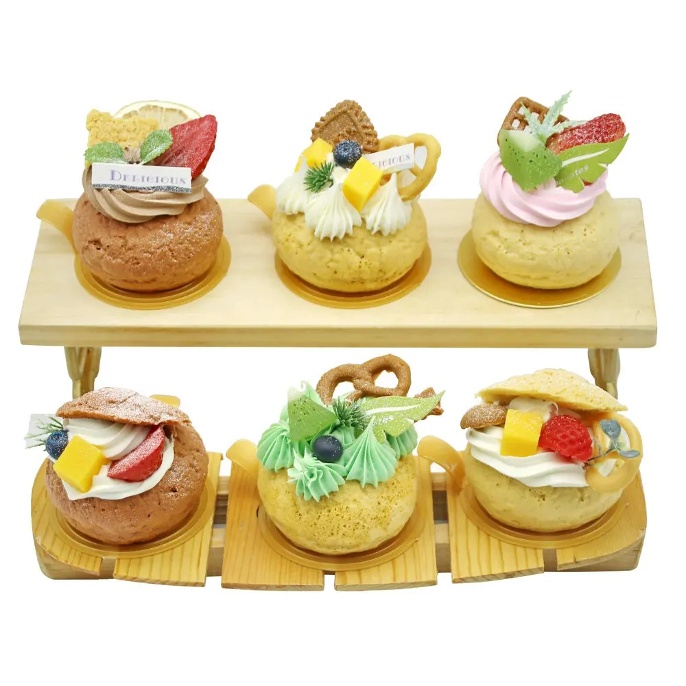 Modelo de comida artificial, Puffs de crema realistas para pasteler&iacute;a, ventana de exhibici&oacute;n para el hogar, paisaje de fotograf&iacute;a, tienda de postres, regalos-2