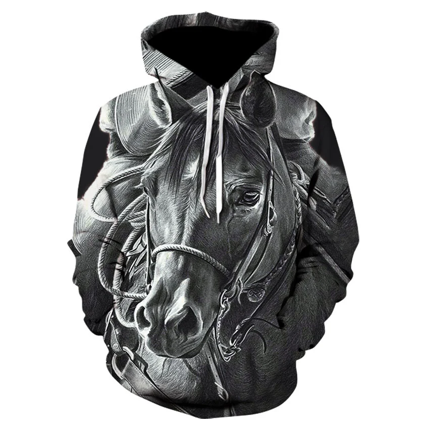 

animal Horse pattern Printed Hoodie Sweatshirt Men Spring Autumn New Fashion Pullover Hooded Harajuku Mens Hoodies Streetwear
