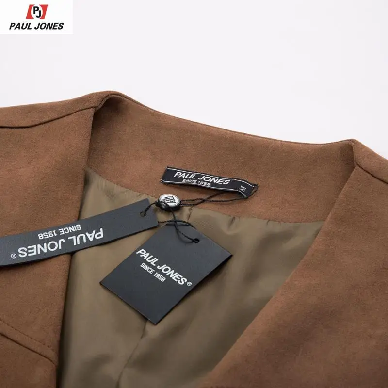 Мужской жилет из искусственной замши PAUL JONES повседневный в западном стиле с v