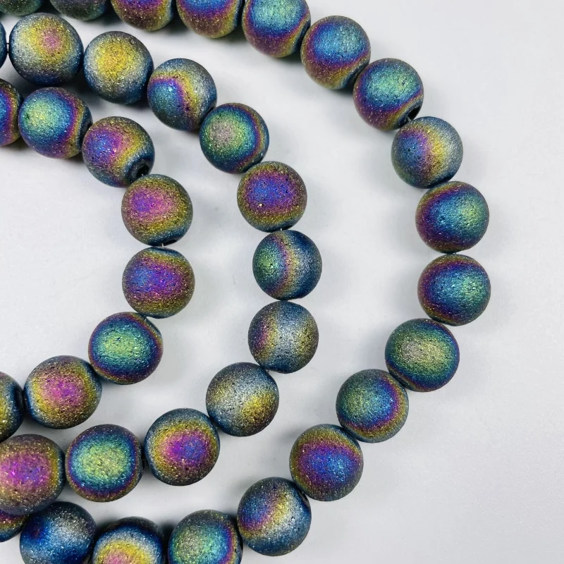 

New Smooth Round Beads Metallic Coating Color Rough Matte Beads Glass Beads for Jewelry Making Diy Beads Accessories
