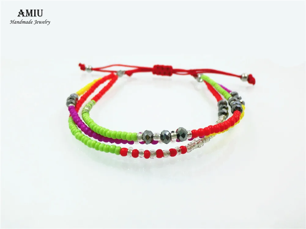 AMIU ручной работы хиппи бисер браслет дружбы браслеты с подвесками стеклянных