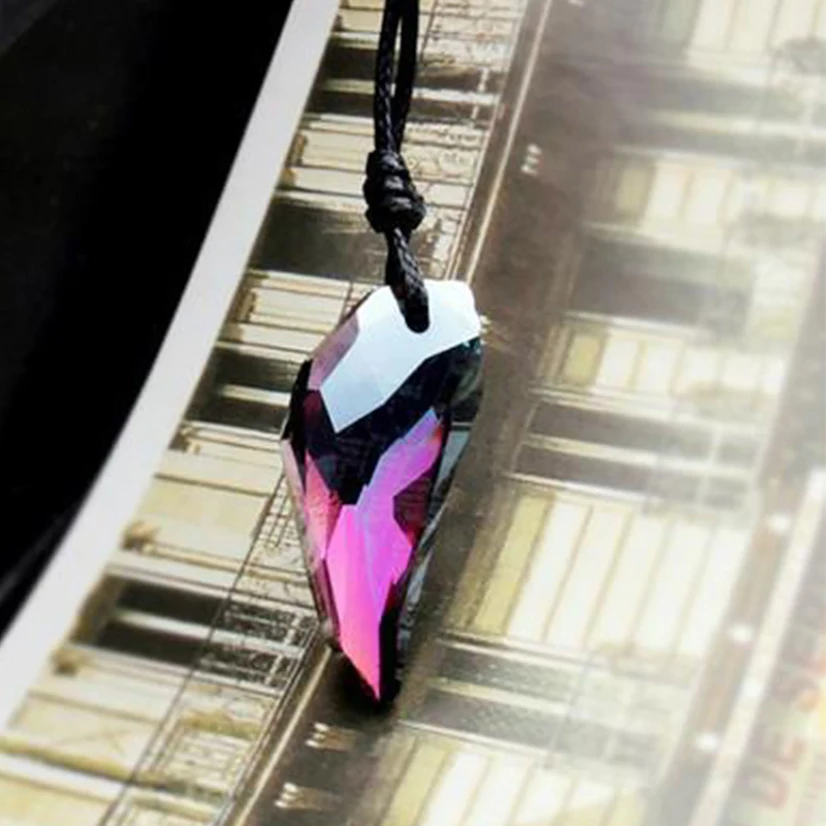 Парное хрустальное ожерелье с волчьими зубьями цепочка до ключицы кожаный шнур