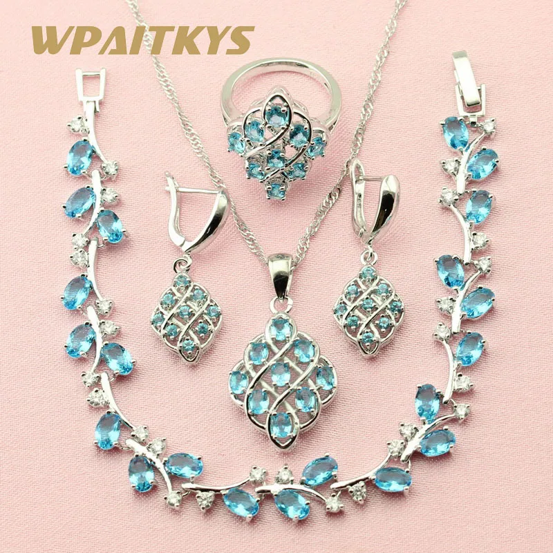 Женский ювелирный комплект из колье серёг и кольца серебра 925 пробы|jewelry sets for