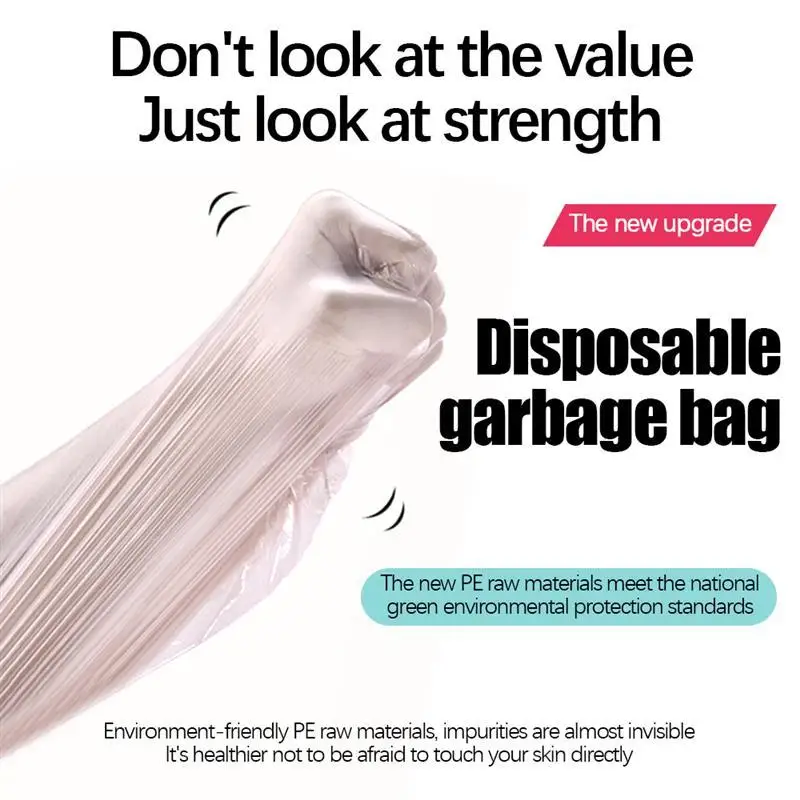 

100Pcs/5 Rolls Trash Bags Disposable Household Plastic Thickened Portable Hand Garbage Bags for Home Bathroom Kitchen Trash Can