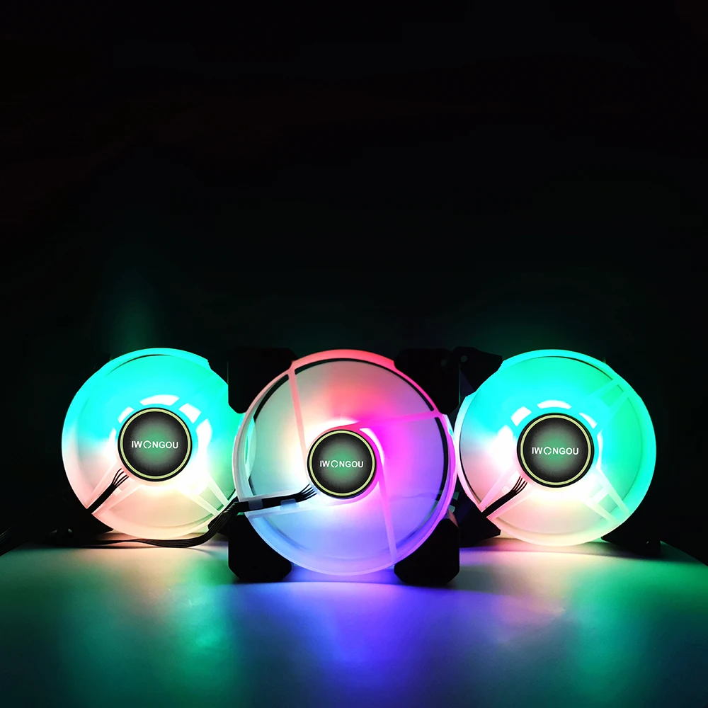 Вентилятор для ПК IWONGOU с RGB-подсветкой контроллер 120 мм охлаждающий вентилятор