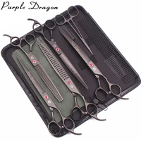 purple dragon 8 professional dog grooming kit japan stainless straight shears curved scissors pet chunker thinning shears z3015