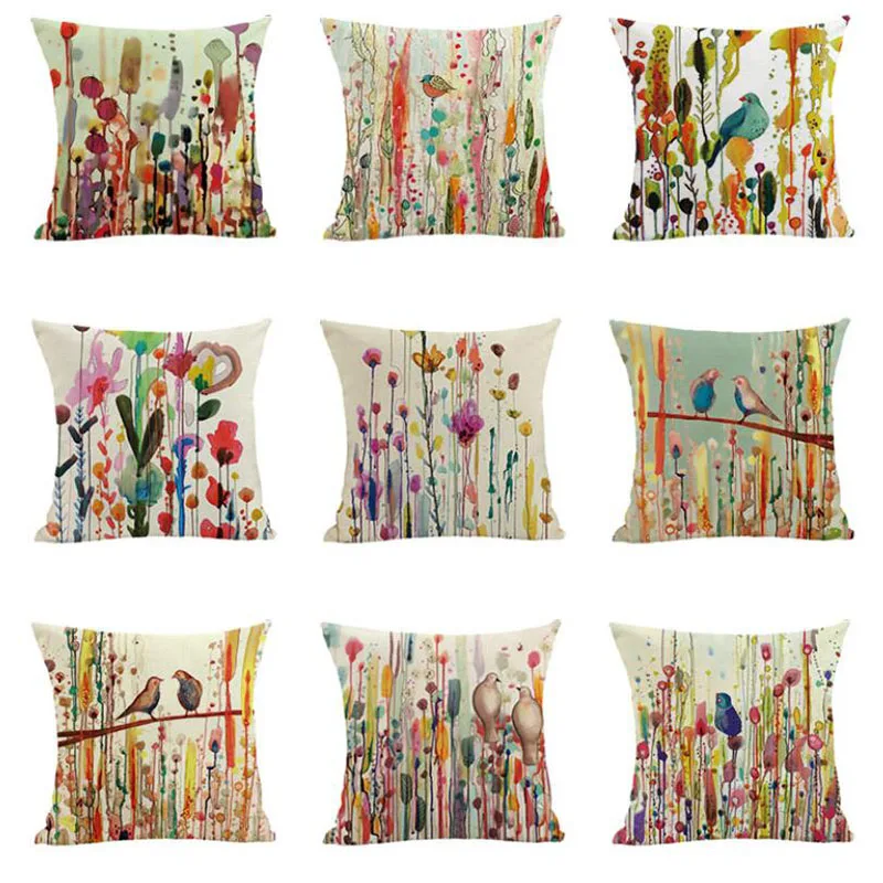 

2 шт./компл. чехол-наволочка с разноцветным цветочным рисунком, квадратная подушка, чехол для дивана, декоративный чехол для диванной подушк...