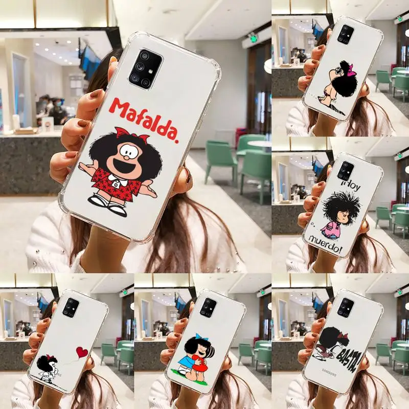 

mafalda Phone Case Transparent For Samsung S A M J 21 20 50 30 60 5 7 51 71 90 11 10 J710 e p PLUS Prime 5G