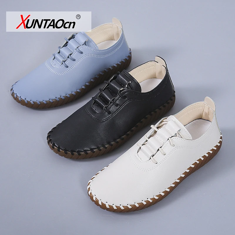

2021 Newest Designer Woman Flats Breathable Sew Oxford Sneakers Women Casual Lace Up Split Leather Hollow Moccasins Loafer Shoes
