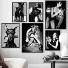 Модный плакат со звездами, собаками, леопардами, журнал, настенные картины черного и белого цвета в скандинавском стиле, Картина на холсте, принты для гостиной, украшение для дома