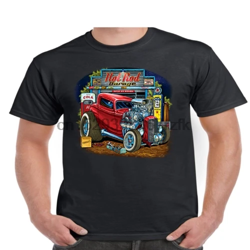 Hot Rod Garage Классическая футболка с машинкой #36 Крыса Стержень |