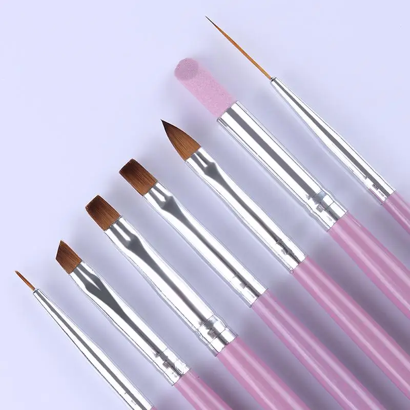 BearPaw 7 шт. кисти для ногтей розовая ручка УФ гель линия акриловая рисования