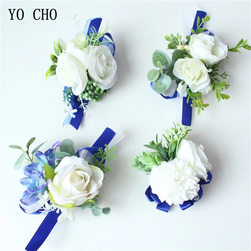 YO CHO искусственный Шелковый цветок розы бутоньерка для жениха свадебная на