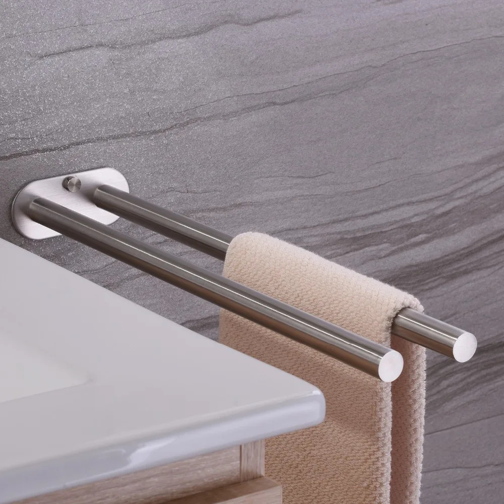

ZUNTO Double Arm Towel Holder 304 Stainless Steel Towel Bar Rail Wall Kitchen Hanger Shelf For Towels 2019 Bathroom Towel Rack