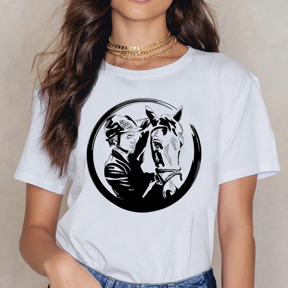 

Tops T Shirt Women Horse Riding Equitation Funny Harajuku Custom Female Shirt