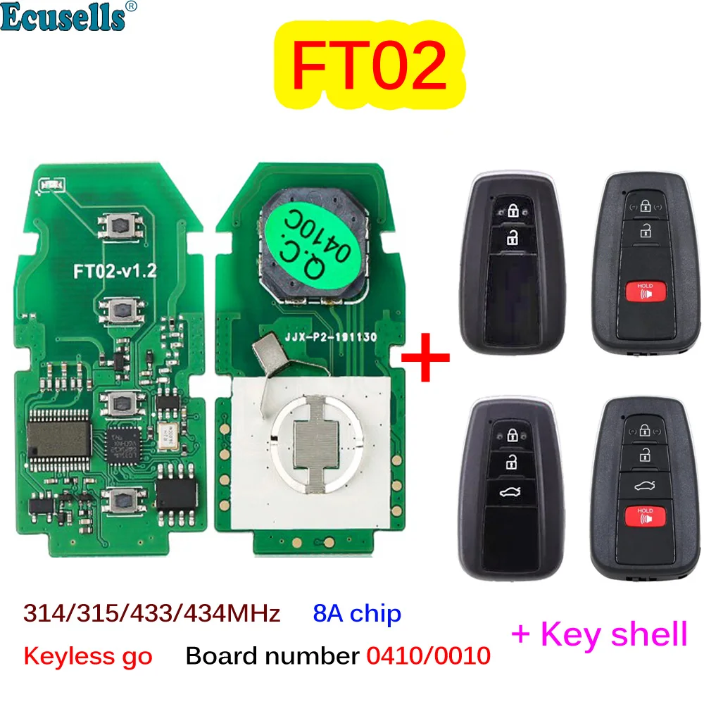 

Lonsdor FT02 печатная плата 0410/0010 314/433 МГц 8A чип Автомобильный Дистанционный смарт-ключ без ключа Go для Lexus Toyota Camry Corolla RAV4