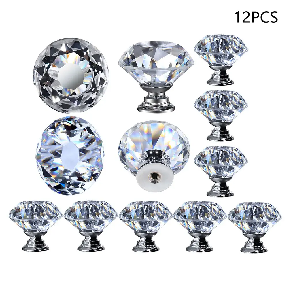 

Diamond Crystal Handle Crystal Wardrobe Door Handle Glass Drawer Pulls Knobs For Kitchen Bathroom Cabinet Dresser And Cupboard