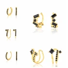 Aide 925 пробы серебра с манжетами на эластичной резинке Для женщин 5 различных конструкций Ушная клипса серьги золотые earcuff без пирсинг серьги ювелирные изделия из жемчуга