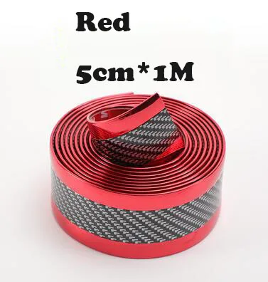 Red 5cm X 1M Углеродное волокно резиновый порог 5D Защитная Автомобильная Наклейка для Toyota Corolla аксессуары e120 аксессуары для салона автомобиля - Название цвета: Red 5cm X 1M
