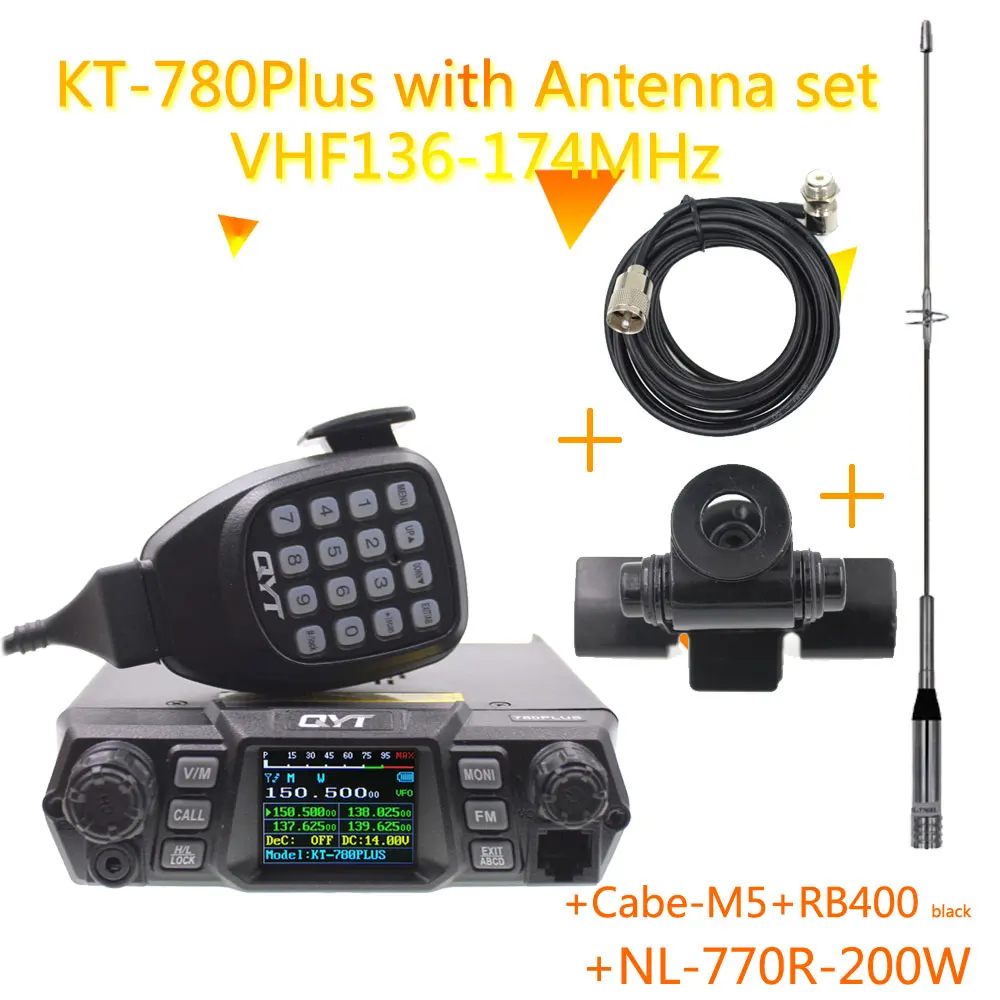 KT-780PLUS VHF136-174MHz Высокая выходная мощность 100 Вт большое расстояние автомобильное крепление база QYT KT780+ мобильное радио - Цвет: KT-780plus-ant
