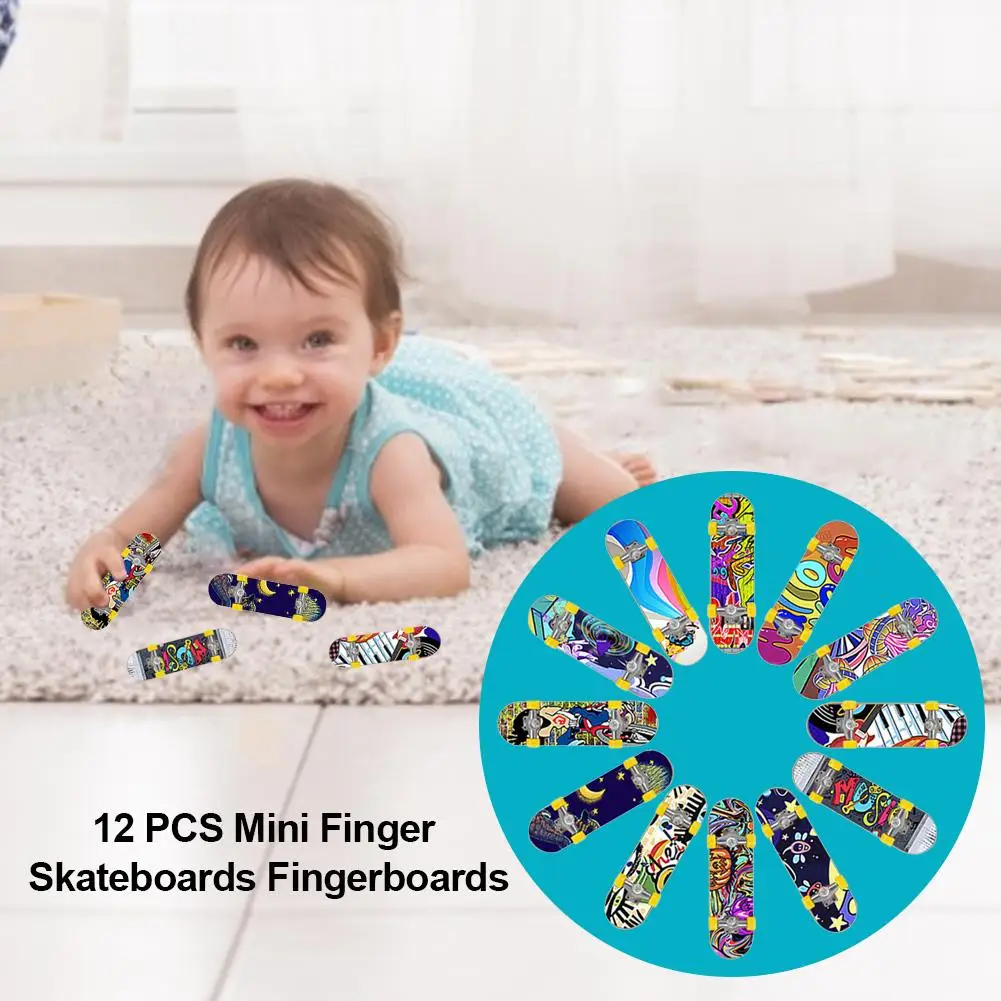

12 PCS Fingerboards Professional Mini Finger Skateboard Finger Sports Training Props for Kids Birthday Gifts