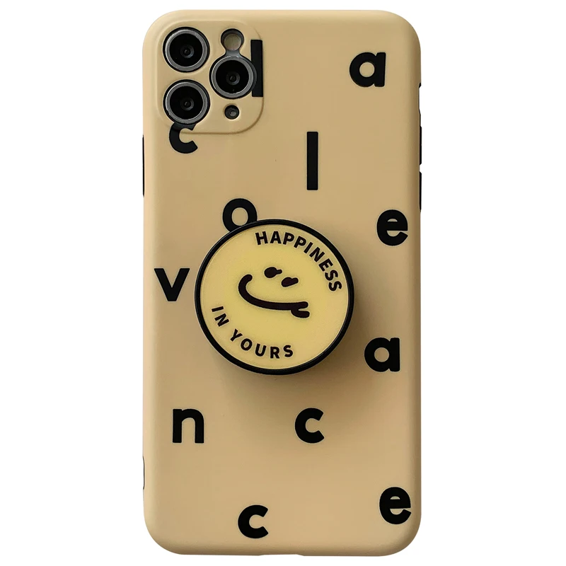 

Yellow smiley letter with bracket case for iPhone 8 to iPhone 12