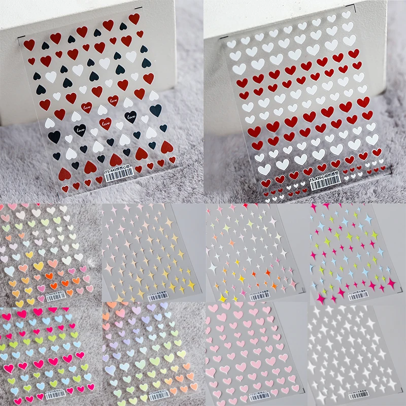 

Nail Art Stickers Adhesive High Quality Love Heart Stars Design DIY Nail Decals Foils Wraps Decorations 3D Manicure Stickers