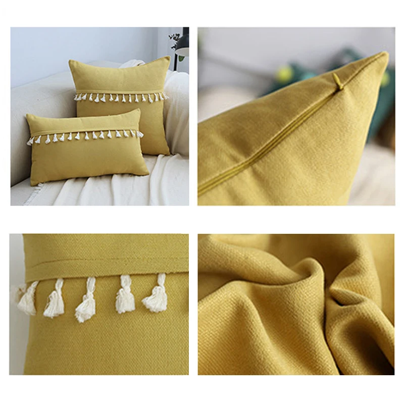 

Solid Sofa Cushion Cover 30x50cm/45x45cm Tassels Cushion Cover Throw Pillow Case Pillow Covers Decorative Home Hotel Office
