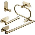 Золотой аксессуар SUS 304 самоклеющаяся наклейка для ванной, кухни, полотенца, держатель для бумаги, кольцо для полотенца, крючок для одежды, аксессуары без сверления