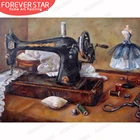 Полноразмернаякруглая алмазная живопись, швейная машина, искусственный пейзаж, Алмазная мозаика с Стразы, подарок для домашнего декора