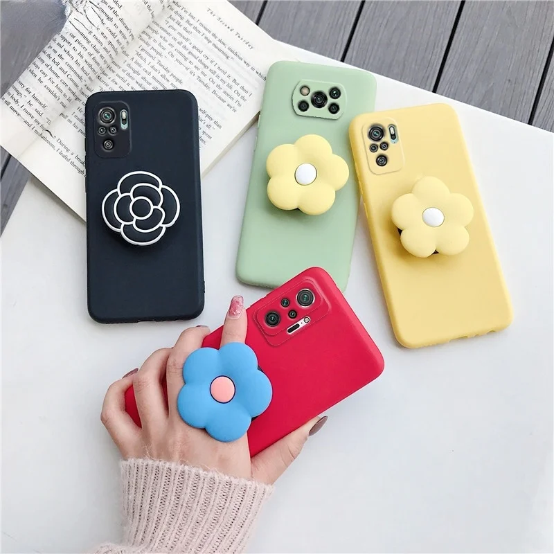 

3D Cartoon Silicone Phone Holder Case For Xiaomi Redmi Note 10 Note10 Poco F3 5G X3 Pro Nfc M3 F2 Soft Back Cover