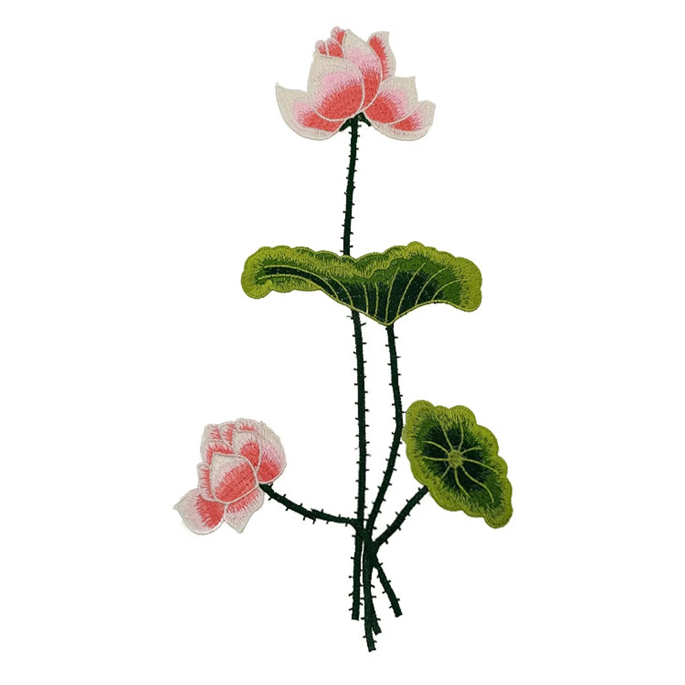 

1Pcs Lotus Embroidery Sew On Patches for Clothing Appliqued DIY Hat Coat Dress Pants Accessories Cloth Patch