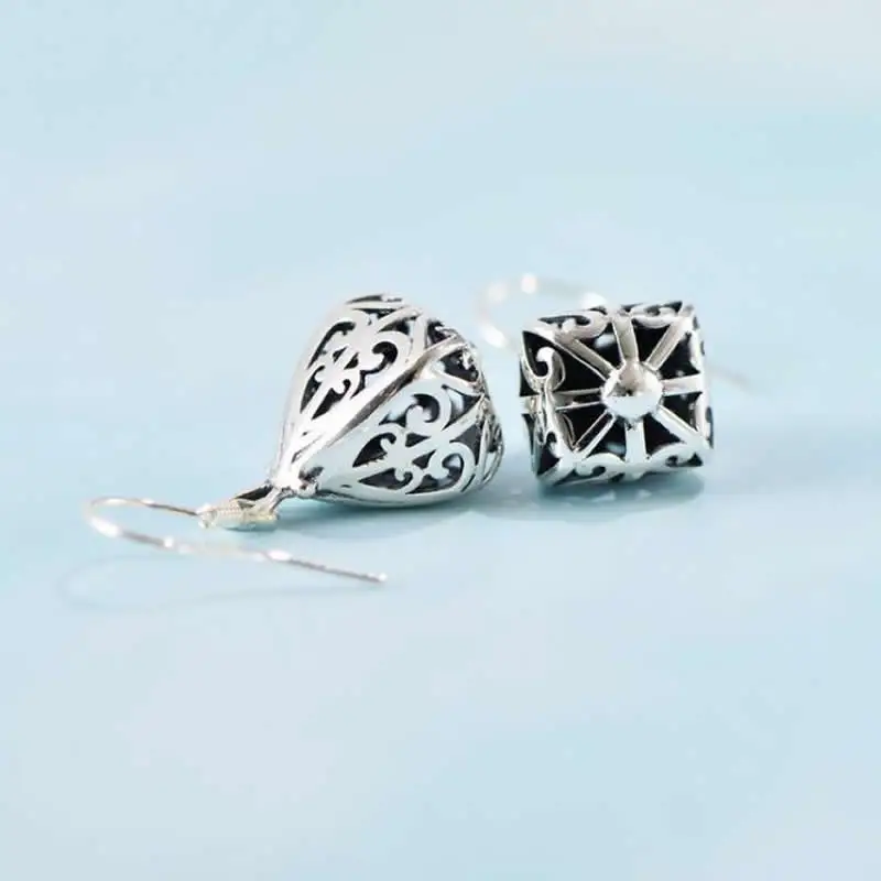 

Pure S925 Silver Earrings Women Hollow Style Fashion Dangle Earrings