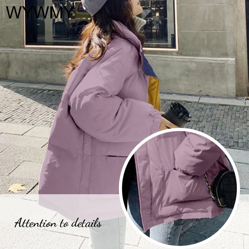 WYBWMY Women's Down Padded Jacket 2021 New Korean Casual Loose Jacket Coat Female Student Bread Thicken Outwear Autumn Winter