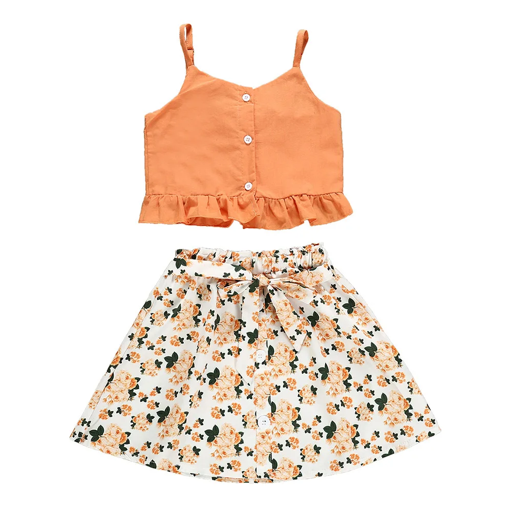 2 шт./компл. для маленьких девочек с цветочным рисунком в стиле Бохо летний костюм