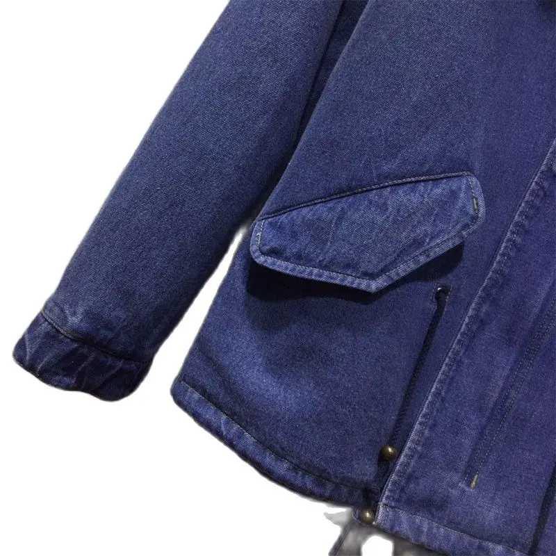 Новая джинсовая куртка женская зимняя одежда короткая ковбойская ткань MrMrs с