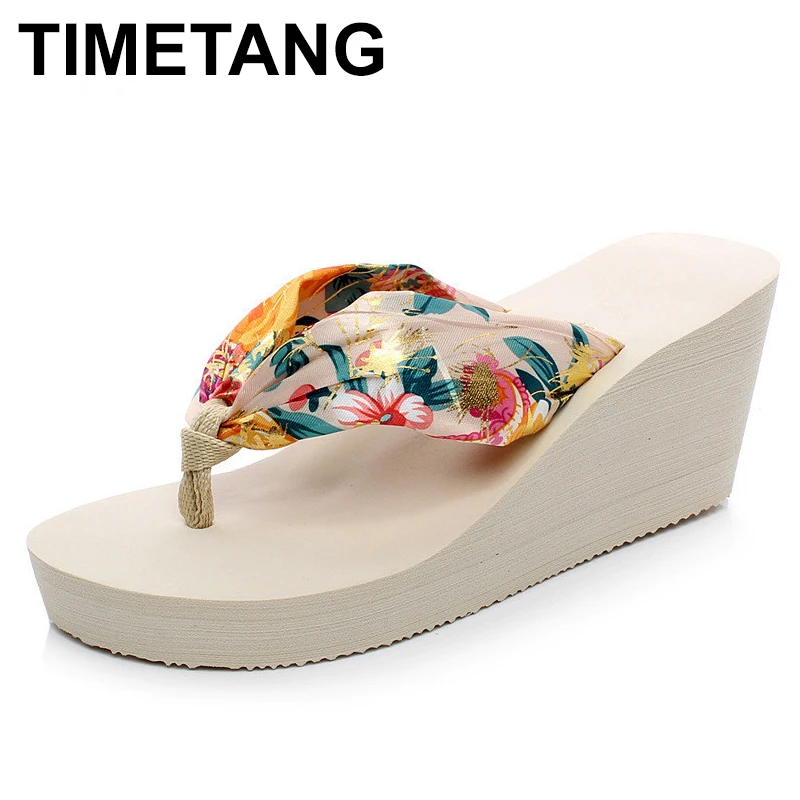 TIMETANG2020bohemian женская обувь на плоской подошве пляжные босоножки высоком каблуке