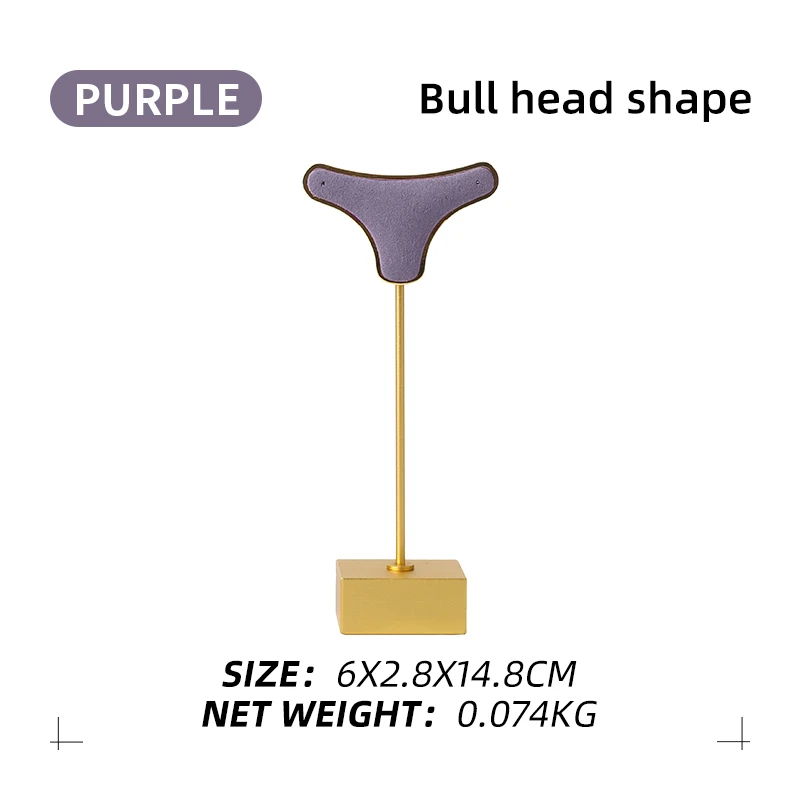 

New Purple Bull Head Shaped Metal Microfiber Femal Earring Jewelry Display Stand For Necklace Show Bracket Jewellery Organizers